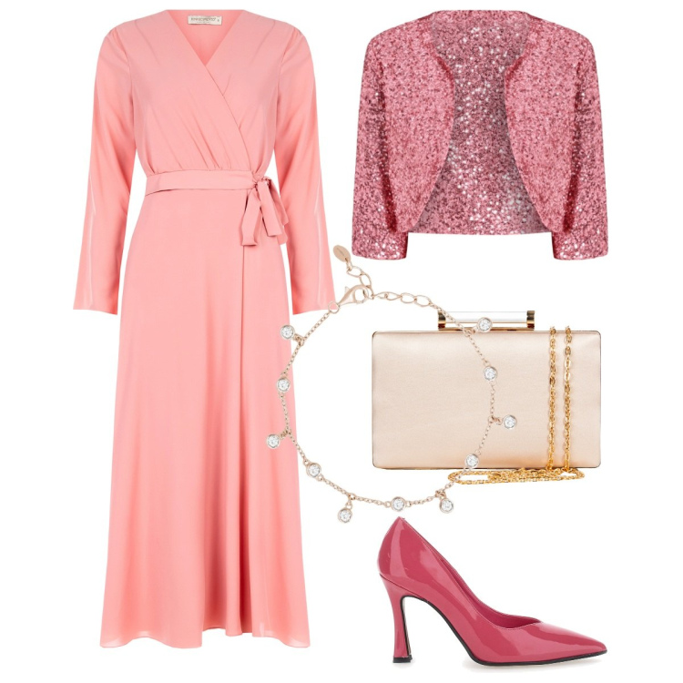 Outfit donna - Cerimonia a primavera. Stile Romantica per Cerimonia. Abbinamento con braccialetti, vestiti chemisier, blazer, clutch, décolleté.