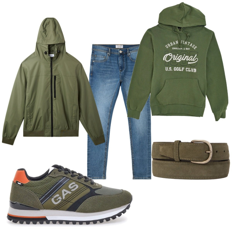 Outfit uomo - Total look #2058322. Stile Casual per Tutti i giorni. Abbinamento con jeans skinny, giacche, sneakers, felpe, cinture.