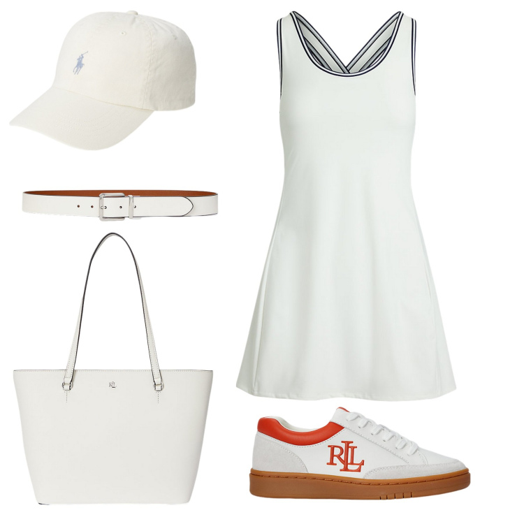 Outfit donna - Tennis. Stile Sporty chic per Sport. Abbinamento con cappelli, sneakers, vestiti, borse tote, cinture.
