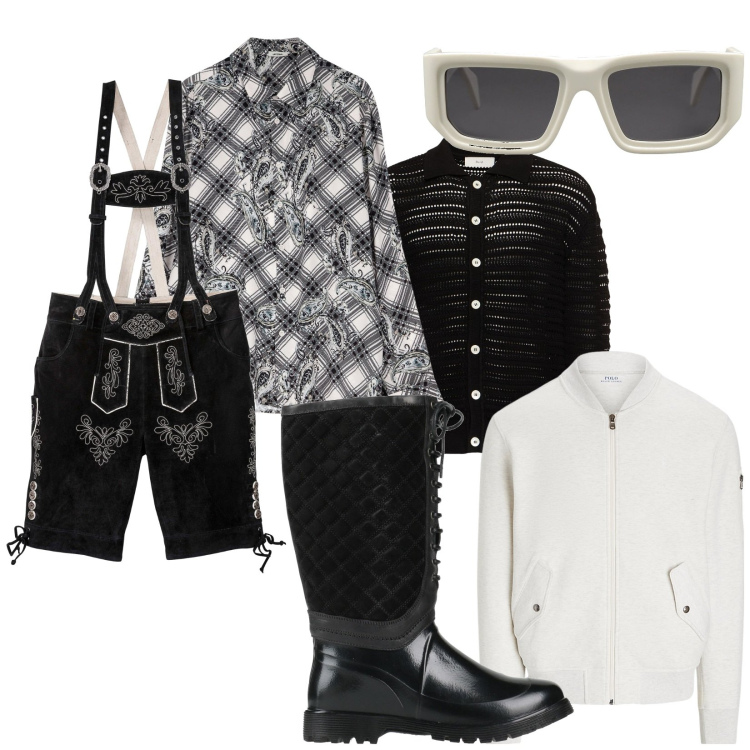 Outfit uomo - Levi Strauss. Stile Trendy per Tutti i giorni. Abbinamento con pantaloni corti, occhiali da sole, stivali, camicie, bomber, cardigans.