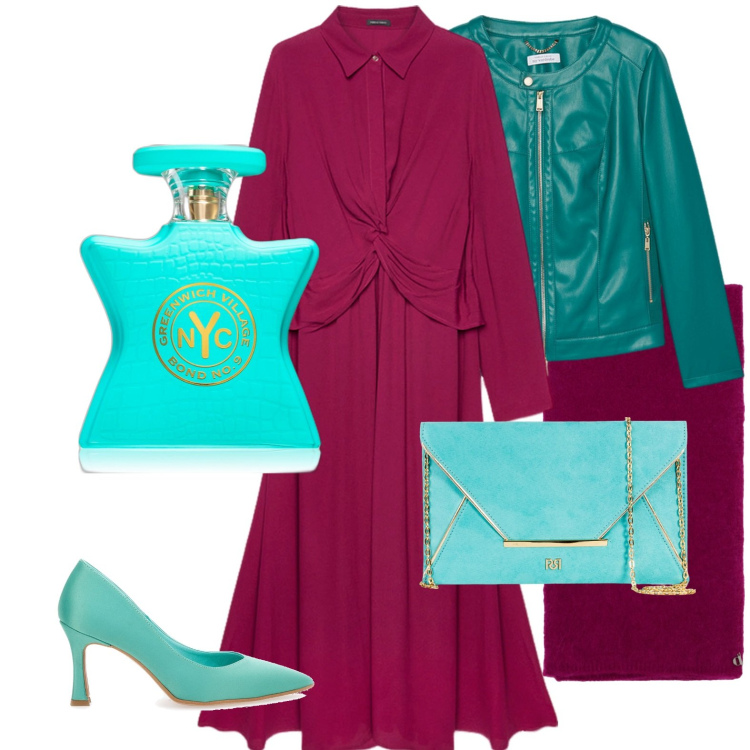 Outfit donna - Osa con il colore #osare#colore#sempre. Stile Glamour per Cerimonia. Abbinamento con profumi, pochette, stole, décolleté, vestiti lunghi, blazer.