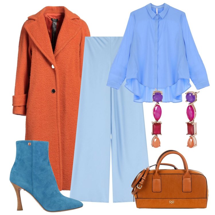 Outfit donna - Serata colorata - @pamela. Stile Chic per Serata fuori. Abbinamento con cappotti, stivaletti, orecchini, camicie, pantaloni, borse a mano.