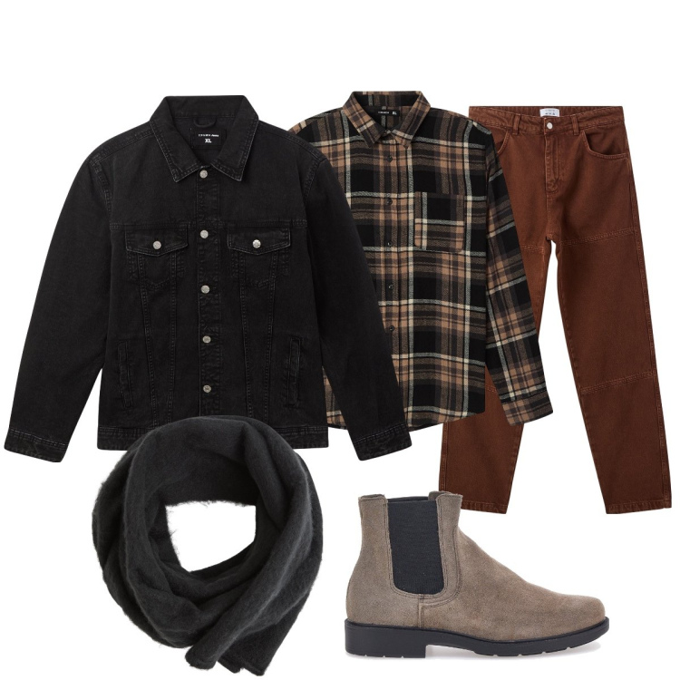 Outfit uomo - Camicia a quadri. Stile Urban per Tutti i giorni. Abbinamento con giacche, pantaloni, camicie, sciarpe e foulard, stivali e stivaletti.