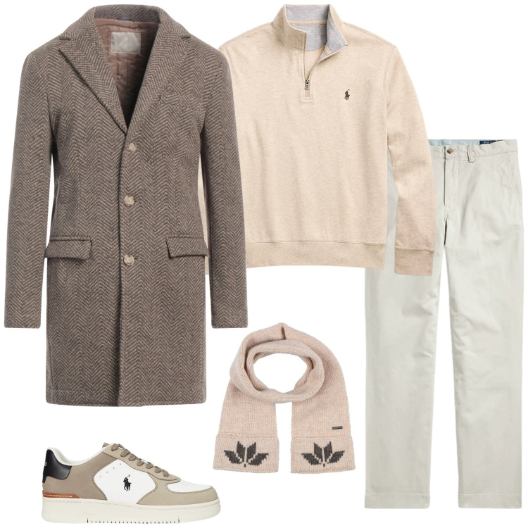 Outfit uomo - Trendy. Stile Trendy per Tutti i giorni. Abbinamento con cappotti, sciarpe, pantaloni, sneakers, pullovers.