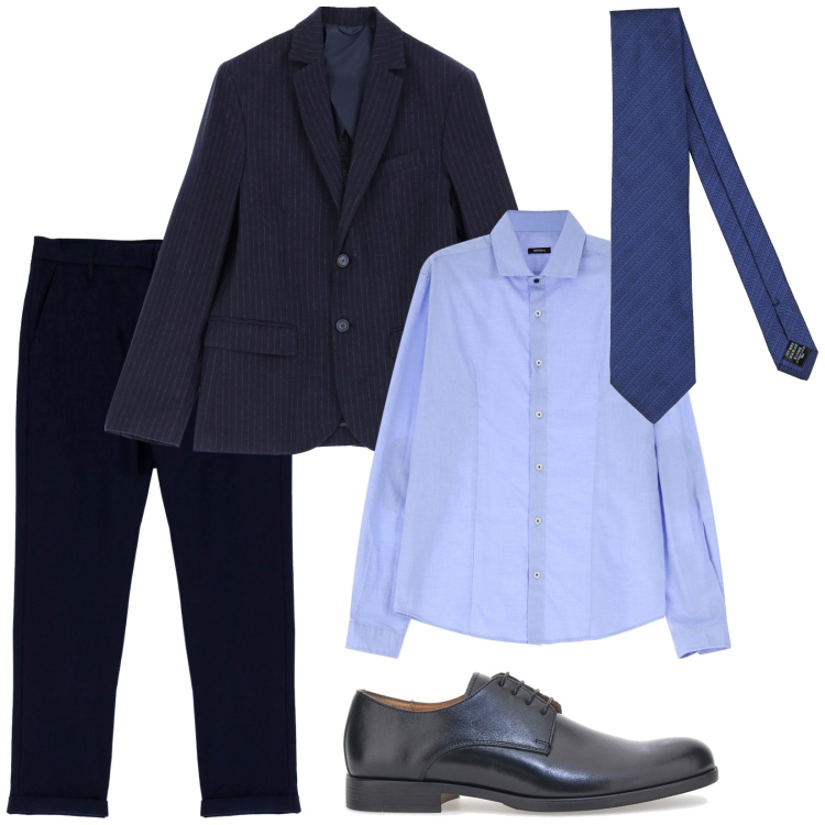 Outfit uomo - Total look #2058496. Stile Business/Elegante per Cerimonia. Abbinamento con cravatte, pantaloni, camicie, giacche, scarpe stringate.