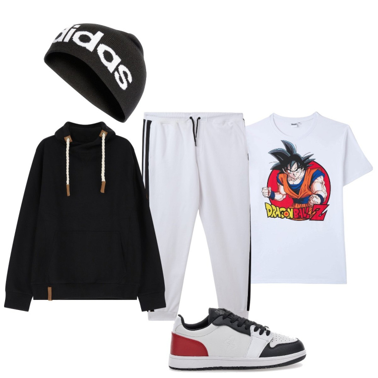 Outfit uomo - Dopo il lavoro… in libertà. Stile Casual per Sport. Abbinamento con pantaloni, t-shirt, felpe con cappuccio, sneakers, berretti.