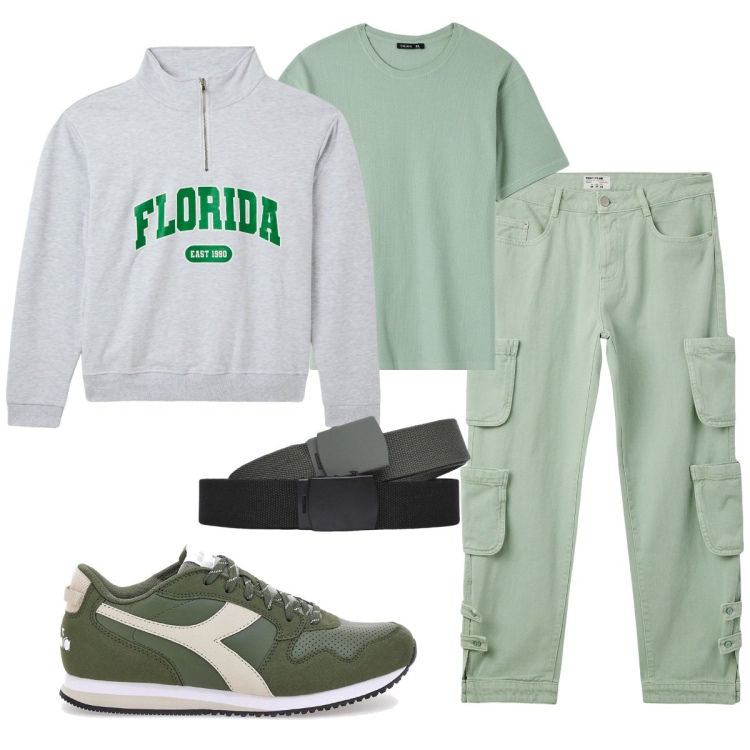 Outfit uomo - Total look #2058554. Stile Casual per Tutti i giorni. Abbinamento con jeans, felpe sportive, t-shirt, cinture, sneakers.