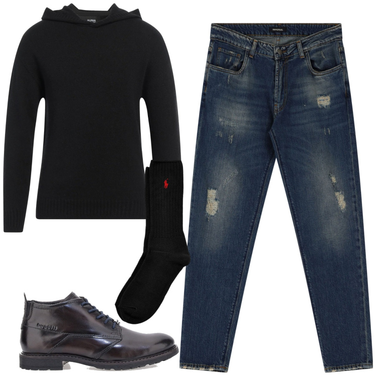 Outfit uomo - Total look #2058573. Stile Casual per Tutti i giorni. Abbinamento con pullovers, jeans dritti, calzini, scarpe stringate.
