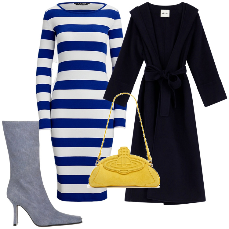 Outfit donna - L\'abito passoartout. Stile Chic per Serata fuori. Abbinamento con stivali, vestiti, cappotti, clutch.