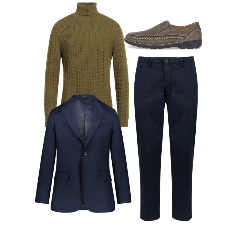 Outfit uomo - Maglioni a collo alto. Stile Trendy per Tutti i giorni. Abbinamento con maglieria, pantaloni, giacche, scarpe stringate.