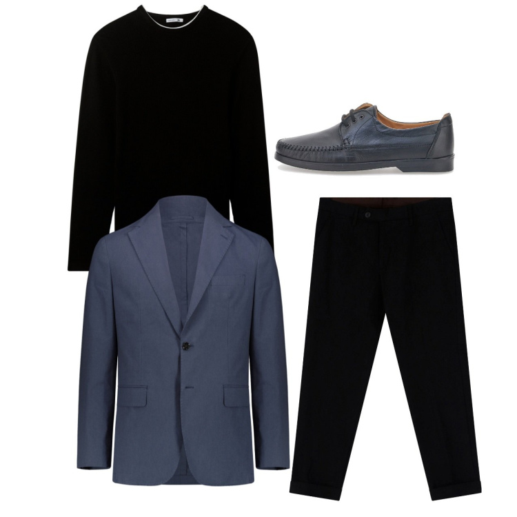 Outfit uomo - Lavagna. Stile Urban per Serata speciale. Abbinamento con maglieria, pantaloni chino, scarpe stringate, giacche.