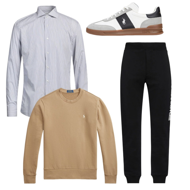 Outfit uomo - Sporty. Stile Trendy per Tutti i giorni. Abbinamento con camicie, pantaloni, sneakers, felpe.