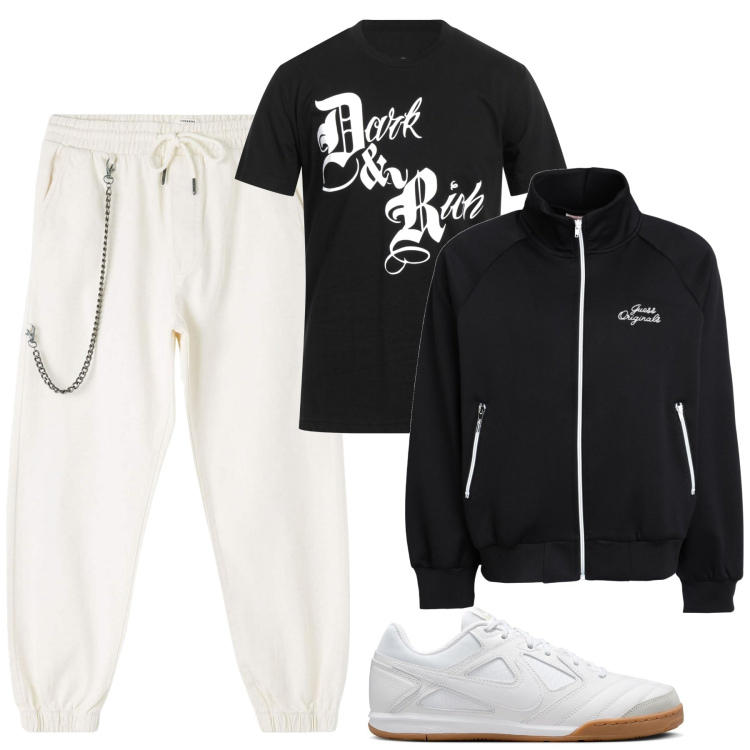 Outfit uomo - Sporty. Stile Casual per Tutti i giorni. Abbinamento con t-shirt, felpe, pantaloni sportivi, sneakers.