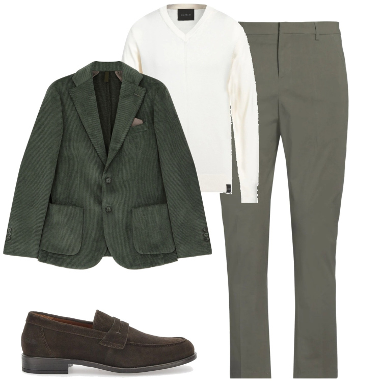Outfit uomo - City. Stile Trendy per Tutti i giorni. Abbinamento con pantaloni chino, pullovers, giacche, scarpe stringate.