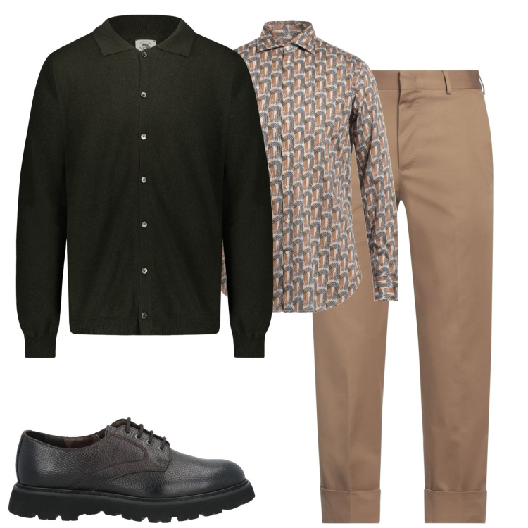 Outfit uomo - City. Stile Trendy per Tutti i giorni. Abbinamento con pantaloni chino, camicie, scarpe stringate, polo.