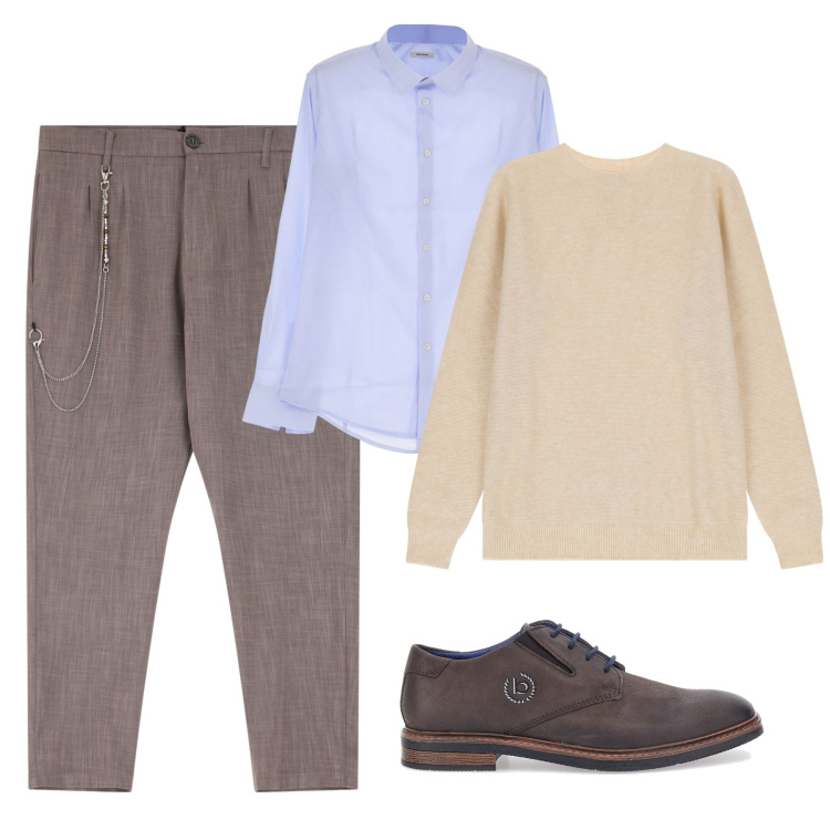 Outfit uomo - City. Stile Urban per Tutti i giorni. Abbinamento con camicie, pullovers, pantaloni, scarpe stringate.