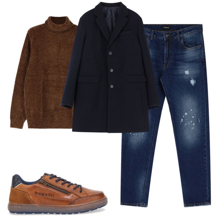 Outfit uomo - Total look #2058977. Stile Casual per Tutti i giorni. Abbinamento con jeans, cappotti, maglieria, scarpe stringate.