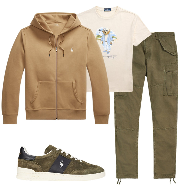 Outfit uomo - I cargo verdi. Stile Casual per Tutti i giorni. Abbinamento con felpe, pantaloni cargo, sneakers, t-shirt.