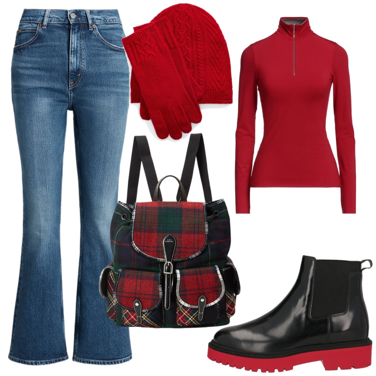 Outfit donna - Gita fuori porta. Stile Casual per Tutti i giorni. Abbinamento con stivaletti chelsea, t-shirt, cappelli, jeans, zaini.