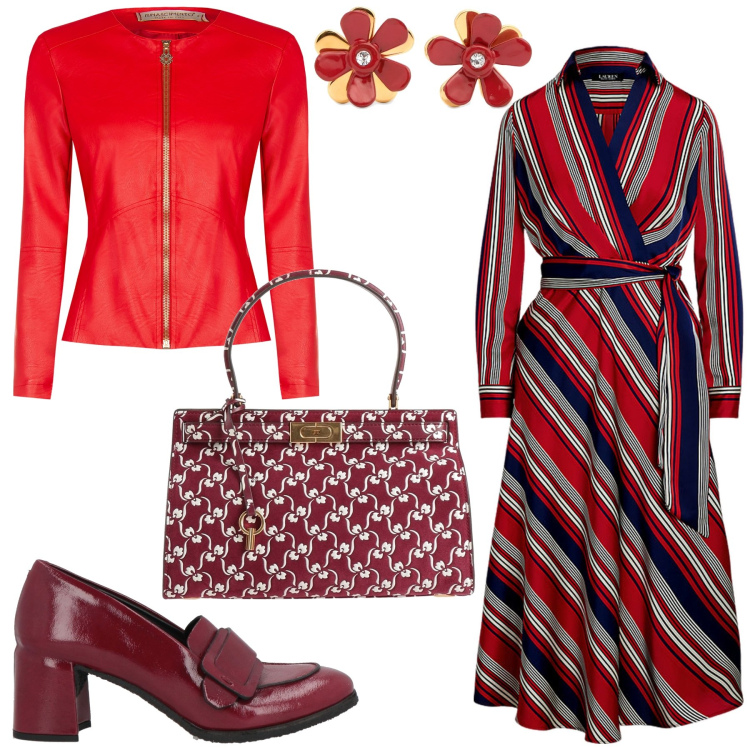 Outfit donna - Total look #2059001. Stile Chic per Ufficio. Abbinamento con mocassini, borse a mano, giacche, vestiti, orecchini.