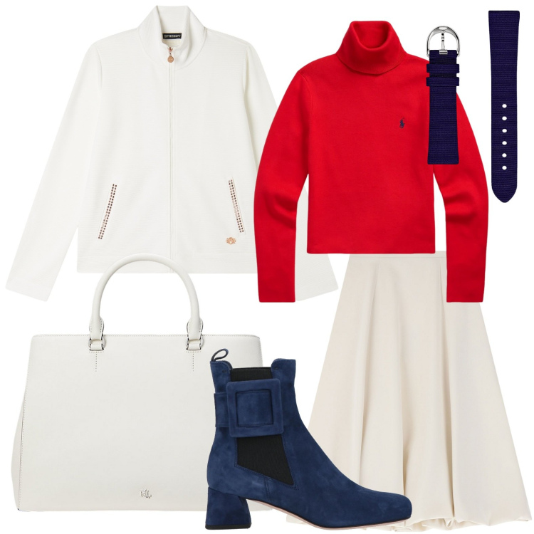 Outfit donna - Calzatura con fibbia. Stile Chic per Ufficio. Abbinamento con stivaletti, gonne longuette, felpe, maglieria, orologi, borse a mano.
