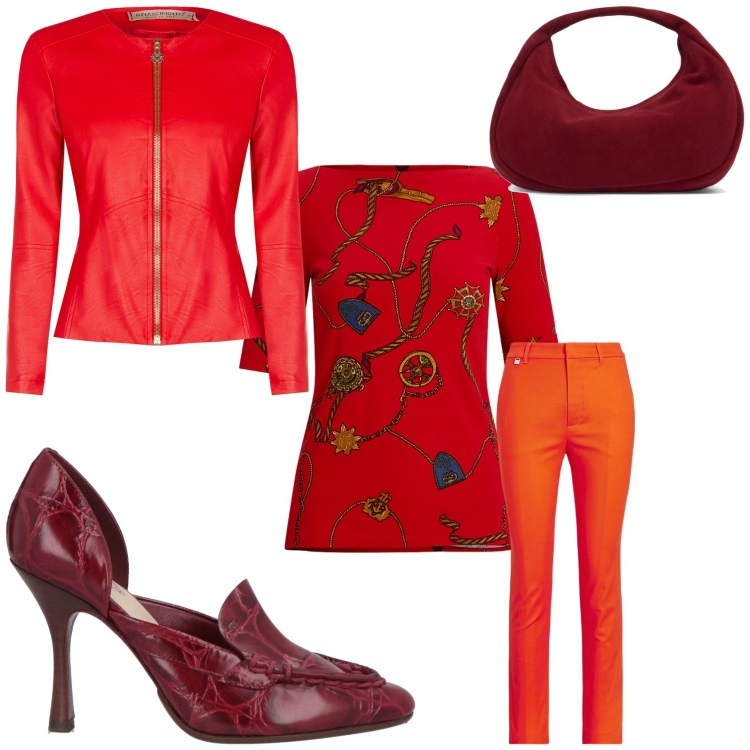 Outfit donna - Total look #2059197. Stile Chic per Serata fuori. Abbinamento con décolleté, giacche, t-shirt, pantaloni, borse a mano.