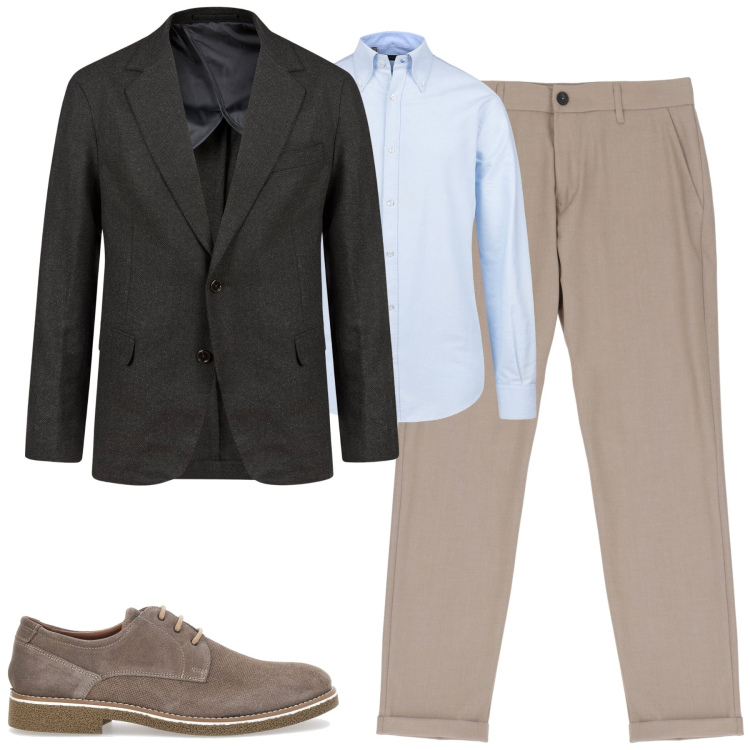 Outfit uomo - City. Stile Trendy per Tutti i giorni. Abbinamento con pantaloni, giacche, scarpe stringate, camicie.