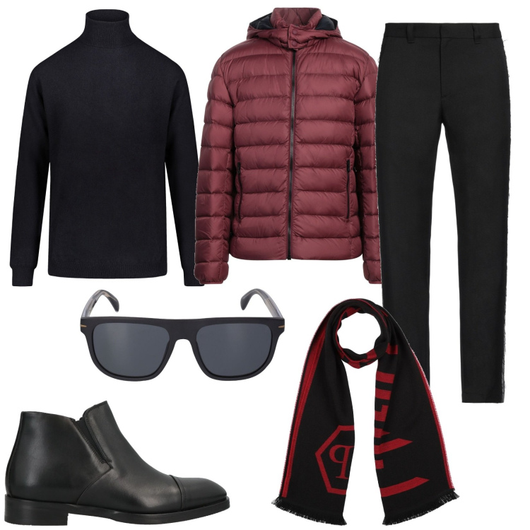 Outfit uomo - Maglione a collo alto. Stile Casual per Ufficio. Abbinamento con stivali e stivaletti, jeans dritti, sciarpe, piumini, maglieria, occhiali da sole.