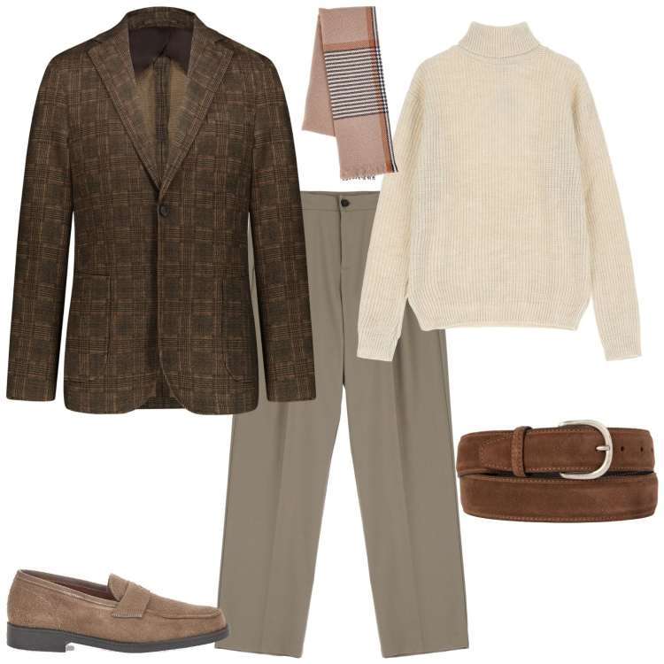 Outfit uomo - Total look #2059273. Stile Business/Elegante per Ufficio. Abbinamento con pantaloni, maglieria, giacche, cinture, sciarpe, scarpe stringate.