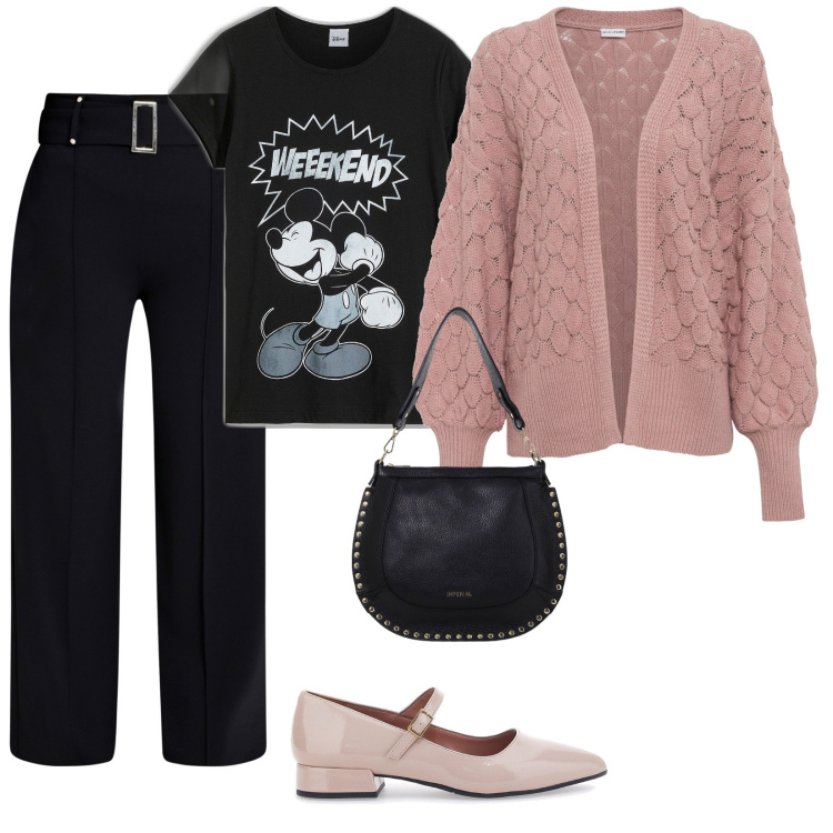 Outfit donna - Ricordi. per Tutti i giorni. Abbinamento con t-shirt, cardigans, pantaloni, borse a spalla, ballerine.