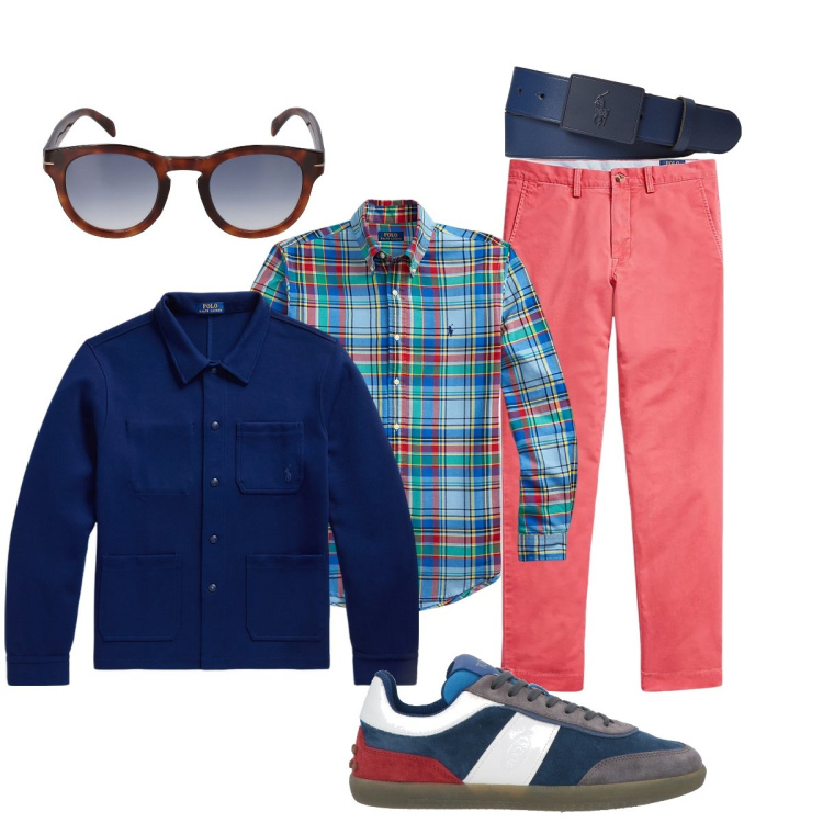 Outfit uomo - Aria di primavera?. Stile Trendy per Tutti i giorni. Abbinamento con sneakers, pantaloni chino, cinture, camicie, giacche, occhiali da sole.