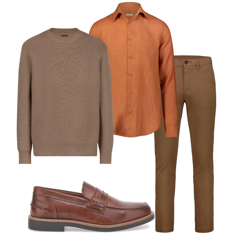 Outfit uomo - Total look #2059633. Stile Urban per Tutti i giorni. Abbinamento con pantaloni chino, scarpe stringate, maglieria, camicie.