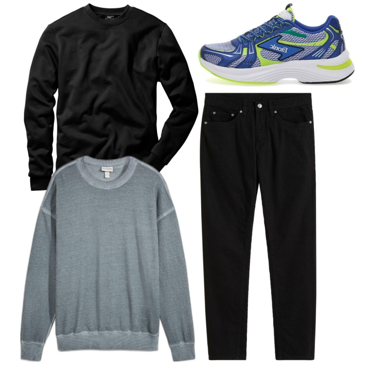 Outfit uomo - Casual. Stile Casual per Tutti i giorni. Abbinamento con felpe, jeans slim fit, felpe, sneakers.