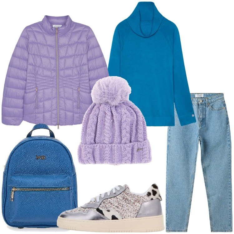 Outfit donna - Outfit colorati - @pamela. Stile Casual per Tutti i giorni. Abbinamento con jeans mom, sneakers, berretti, zaini, maglieria, piumini.