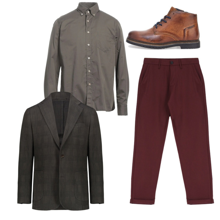 Outfit uomo - Fango. Stile Casual per Tutti i giorni. Abbinamento con camicie, pantaloni, giacche, stivali e stivaletti.