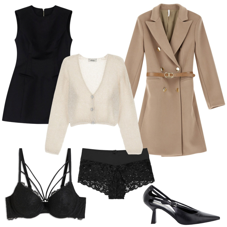 Outfit donna - Love. Stile Glamour per Serata fuori. Abbinamento con culotte, slip, vestiti corti, cappotti, décolleté, cardigans.