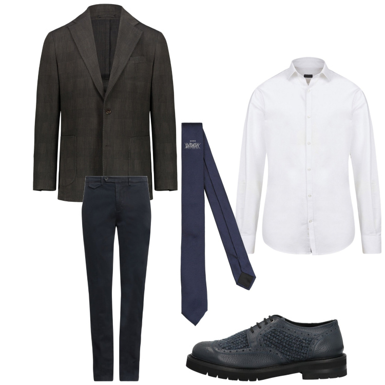 Outfit uomo - Elegantemente. Stile Business/Elegante per Serata speciale. Abbinamento con pantaloni chino, cravatte, scarpe stringate, giacche, camicie.