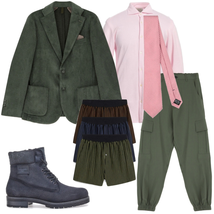 Outfit uomo - Scarpe che parlano di te. Stile Trendy per Tutti i giorni. Abbinamento con boxer, camicie, cravatte, pantaloni cargo, giacche, stivali e stivaletti.