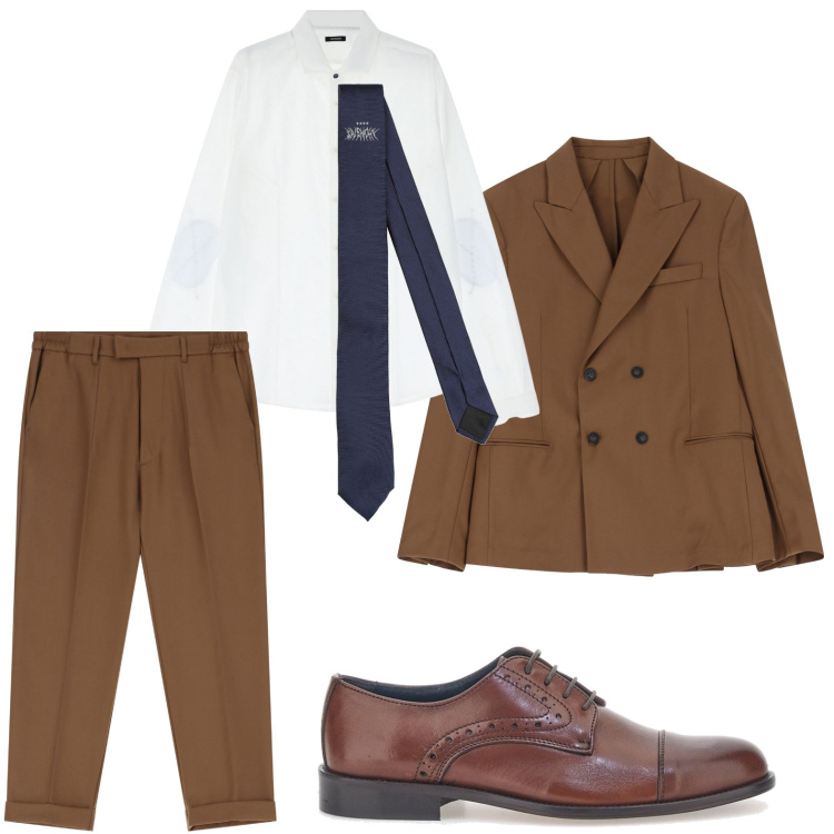 Outfit uomo - Classico. Stile Trendy per Ufficio. Abbinamento con cravatte, camicie, pantaloni, giacche, scarpe stringate.