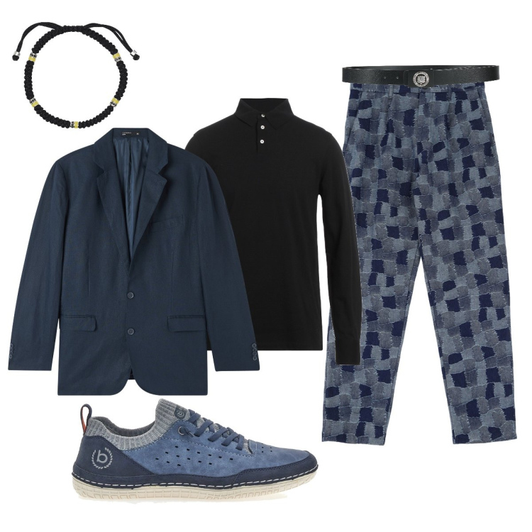 Outfit uomo - Total look #2060004. Stile Trendy per Tutti i giorni. Abbinamento con cinture, polo, giacche, braccialetti, pantaloni cargo, sneakers.