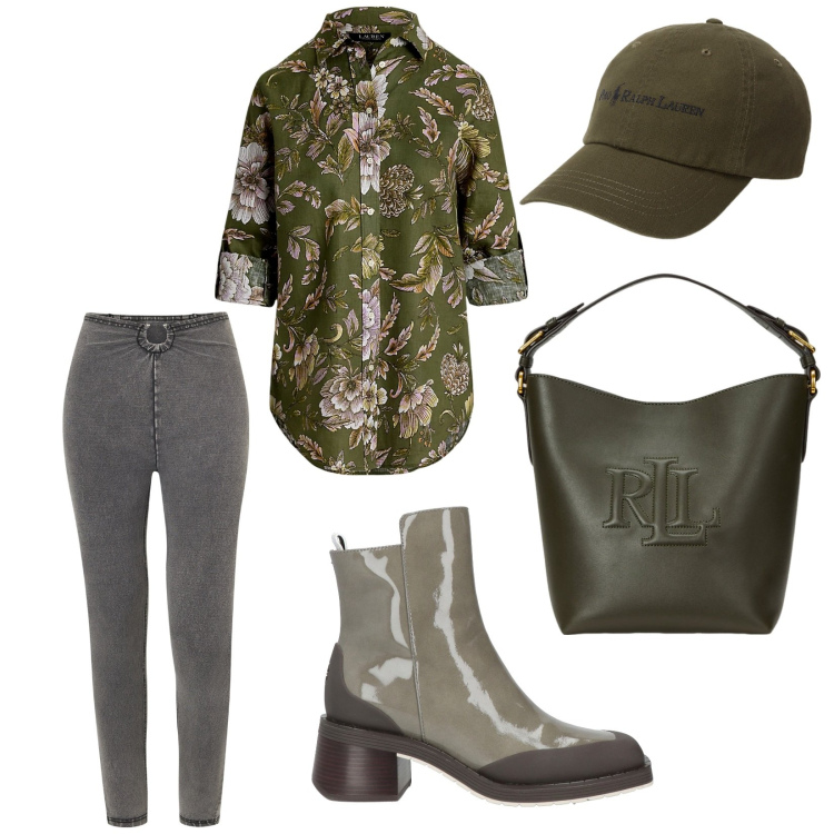 Outfit donna - La camicia protagonista. per Tutti i giorni. Abbinamento con stivaletti, jeggings, borse a secchiello, camicie, cappelli.