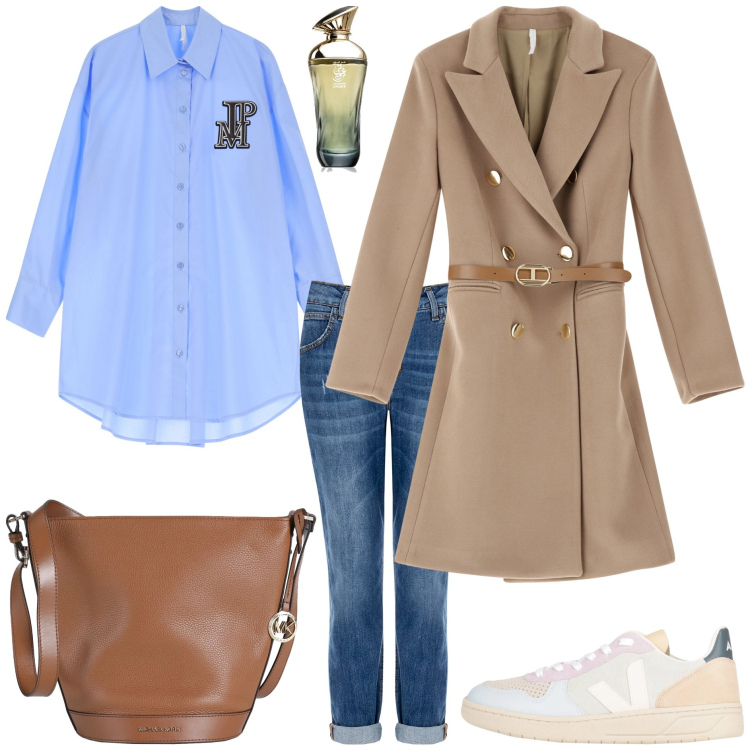 Outfit donna - La camicia oversize. Stile Casual chic per Tutti i giorni. Abbinamento con borse a spalla, sneakers, profumi, jeans skinny, cappotti, camicie.