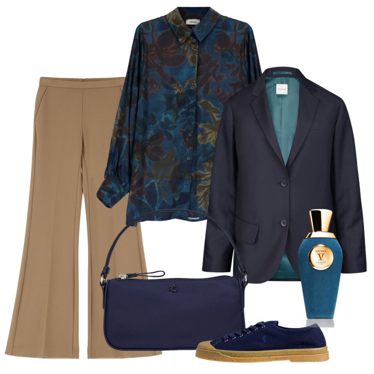 Outfit donna - La camicia oversize passepartout. Stile Bon Ton per Tutti i giorni. Abbinamento con profumi, camicie, pantaloni, sneakers, pochette, blazer.