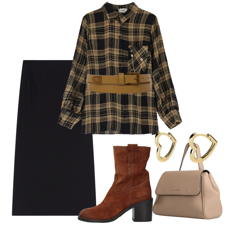 Outfit donna - La camicia oversize passepartout. Stile Bon Ton per Tutti i giorni. Abbinamento con stivaletti, zaini, orecchini, gonne lunghe, camicie, cinture.