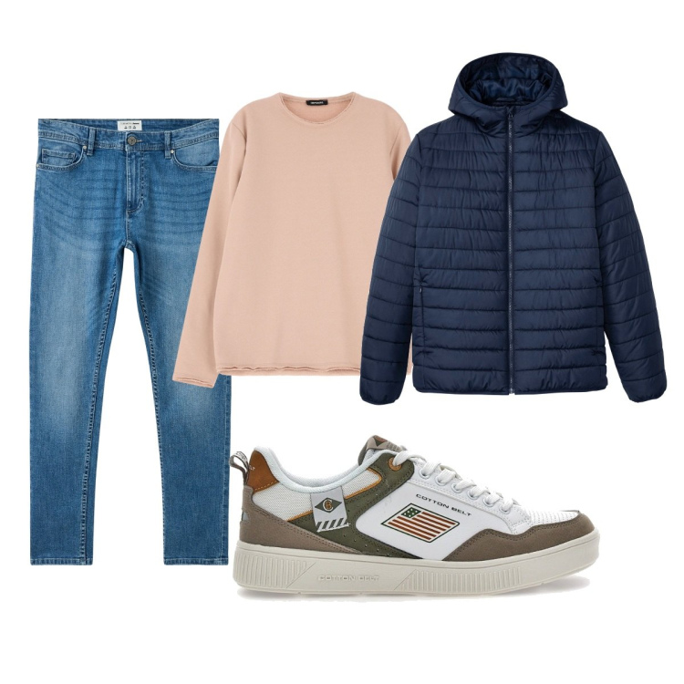 Outfit uomo - Total look #2060224. Stile Casual per Tutti i giorni. Abbinamento con giacche, jeans skinny, felpe, sneakers.