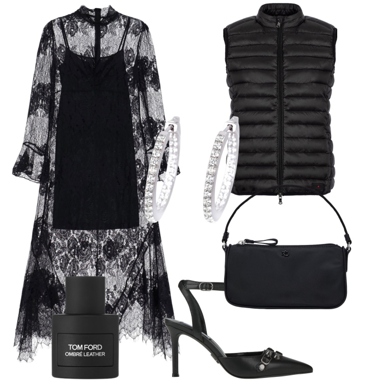 Outfit donna - Lo smanicato versione serale. Stile Glamour per Serata fuori. Abbinamento con décolleté, profumi, orecchini, vestiti lunghi, pochette, piumini.