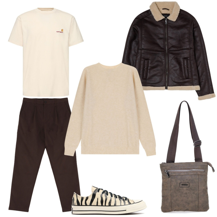 Outfit uomo - Sneakers animalier per stupire. Stile Casual per Tutti i giorni. Abbinamento con giacche, pantaloni chino, pullovers, portafogli, sneakers, t-shirt.