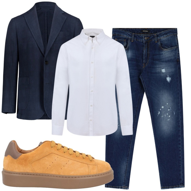 Outfit uomo - Le sneakers scamosciate. Stile Trendy per Tutti i giorni. Abbinamento con sneakers, jeans, giacche, camicie.