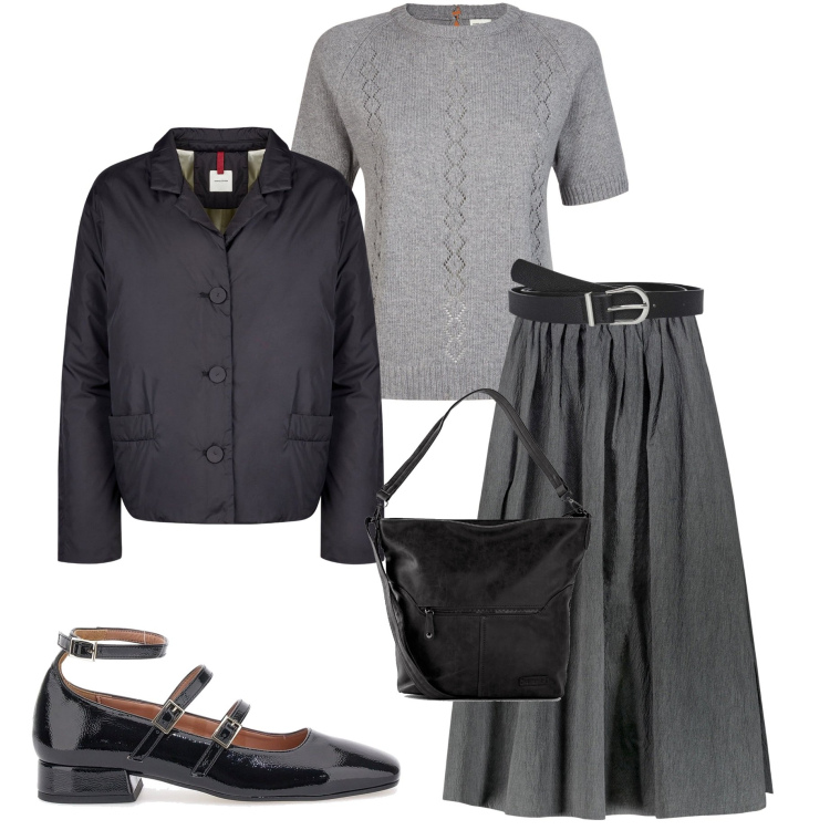 Outfit donna - Bon ton. Stile Bon Ton per Ufficio. Abbinamento con borse a tracolla, cinture, gonne, blazer, maglieria, ballerine.