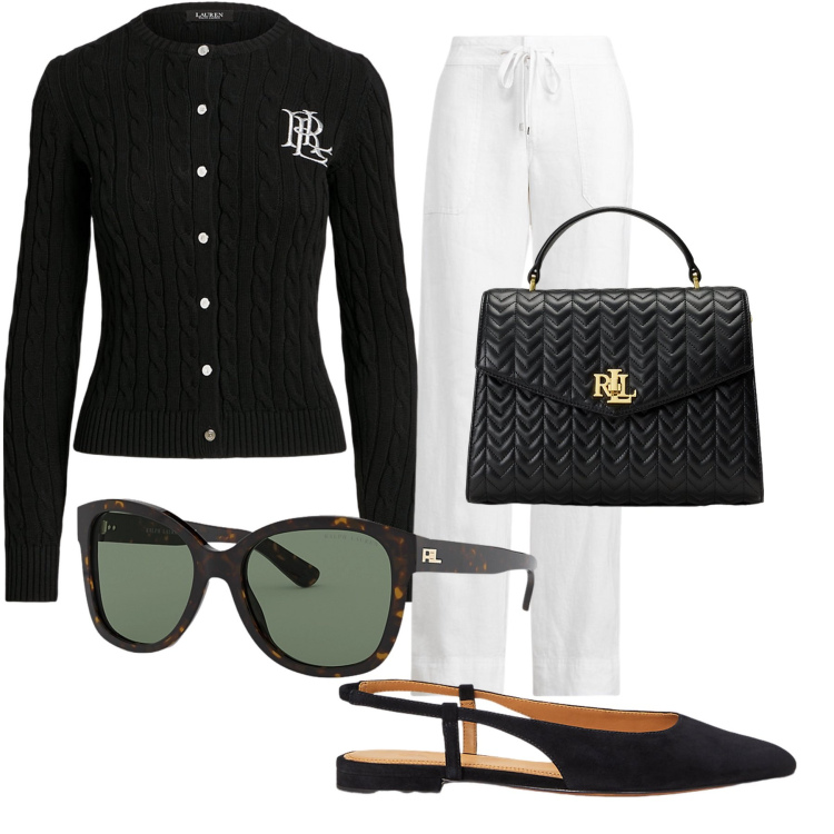 Outfit donna - Total look #2060562. Abbinamento con cardigans, occhiali da sole, pantaloni, ballerine, borse a mano.